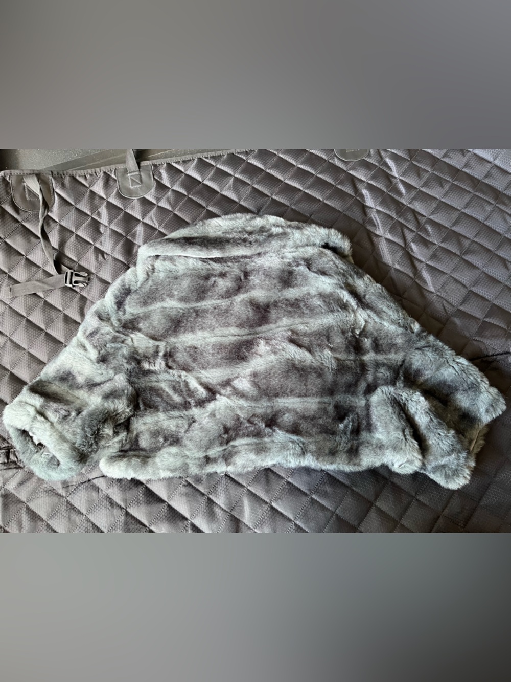 Gray Faux Fur Women's Cape Jacket
